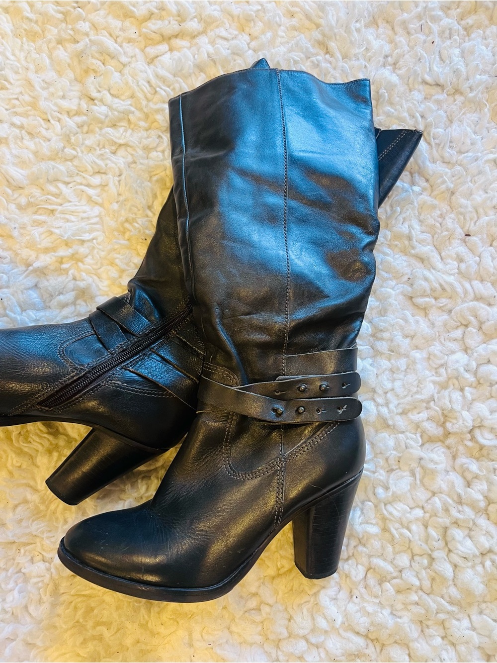Brazilian Genuine Leather Knee High Heeled Boots